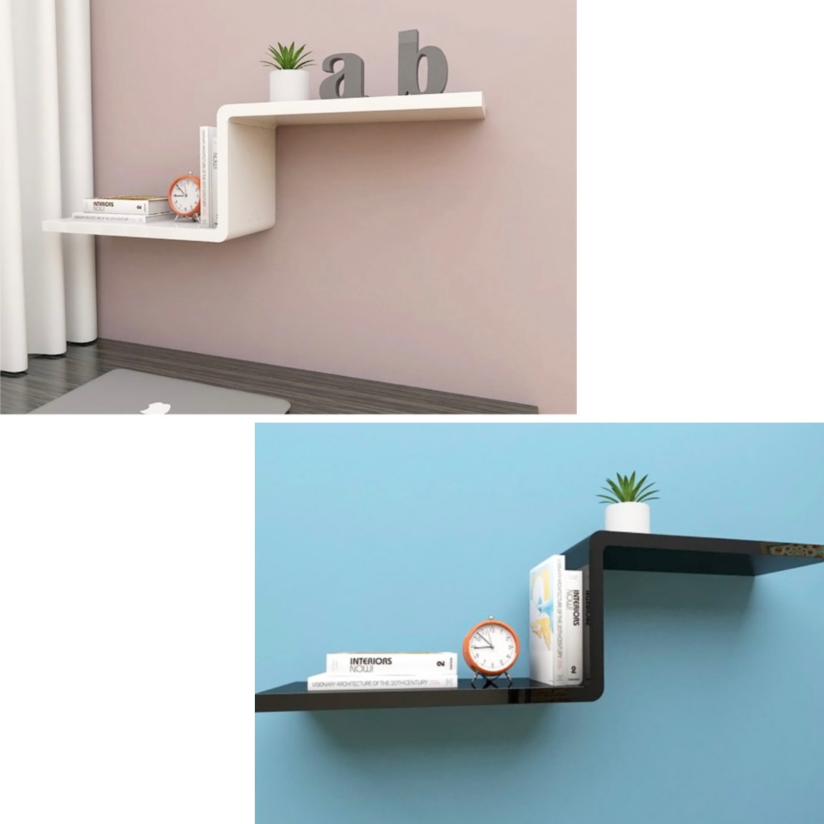 Cubics 2 Modern Minimalist Wall Shelf Rack Bookcase