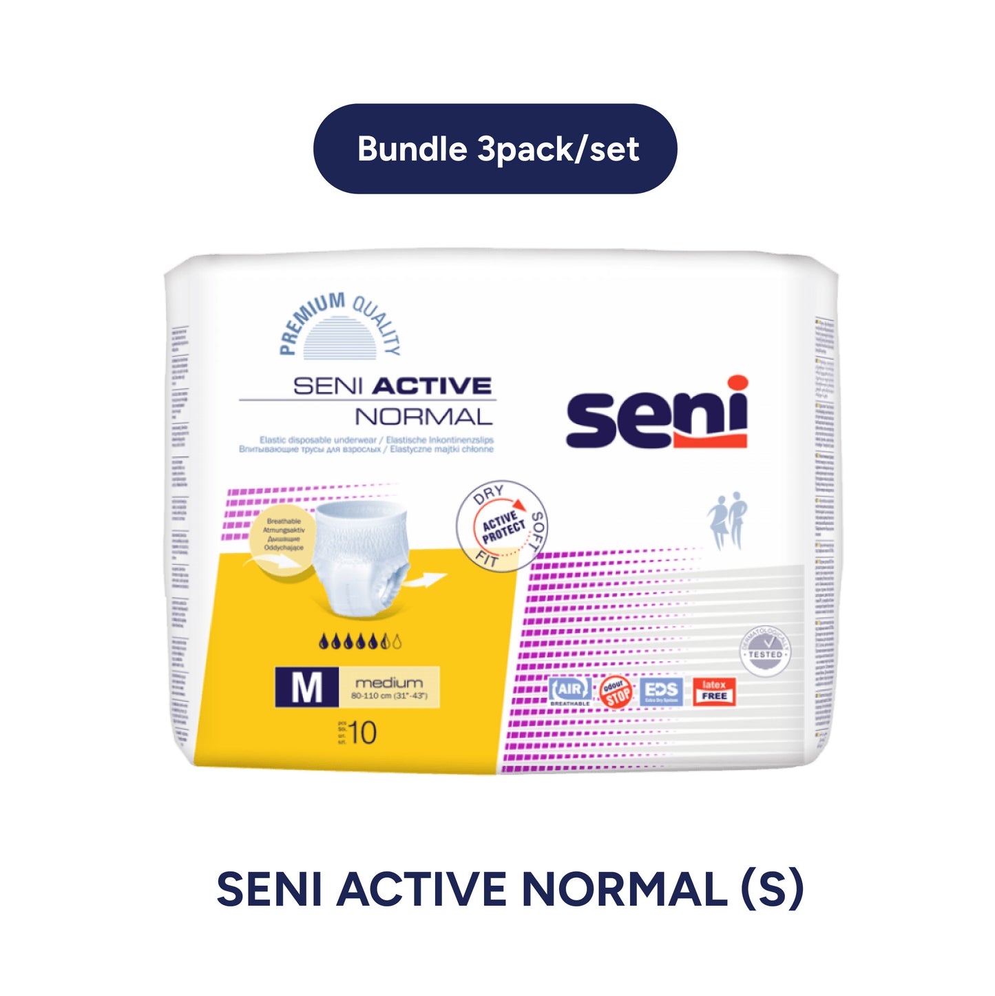 Seni Bundle Set Adult Diapers: Elastic Disposable Underwear Active