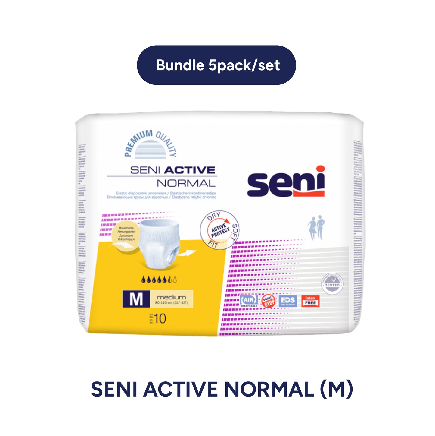 Seni Bundle Set Adult Diapers: Elastic Disposable Underwear Active