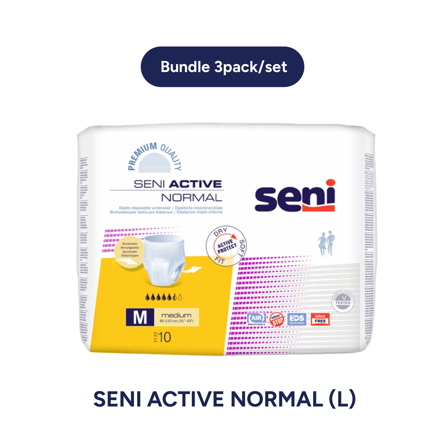 Seni Bundle Set Adult Diapers: Elastic Disposable Underwear Active