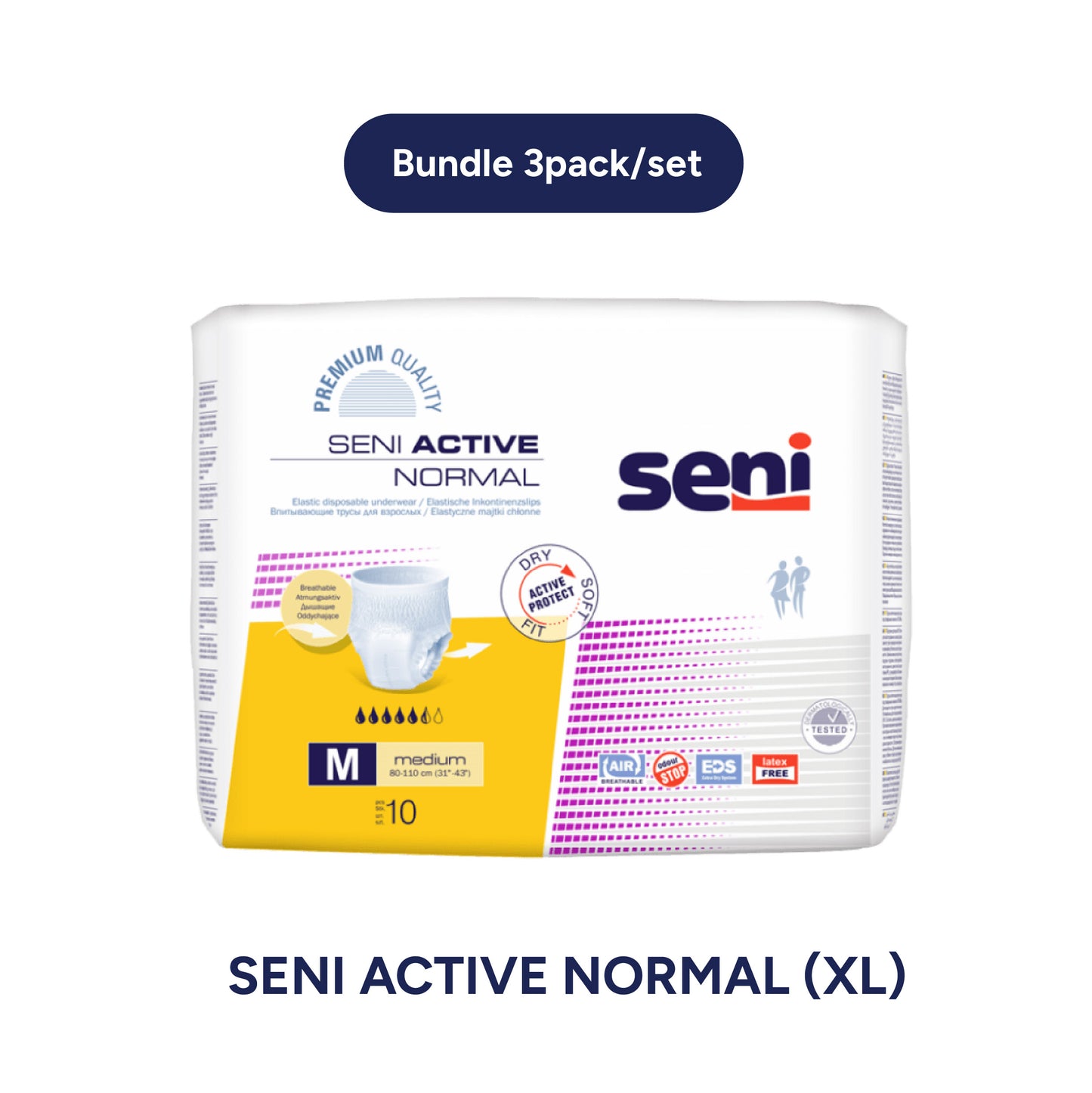 Seni Bundle Set Adult Diapers: Elastic Disposable Underwear Active