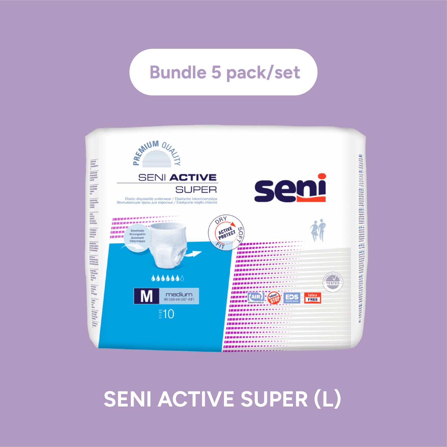 Seni Bundle Set Adult Diapers: Elastic Disposable Underwear Active