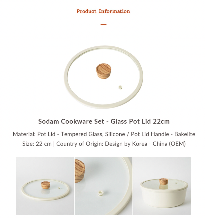 Sodam Cookware - Glass Pot Lid 22 cm