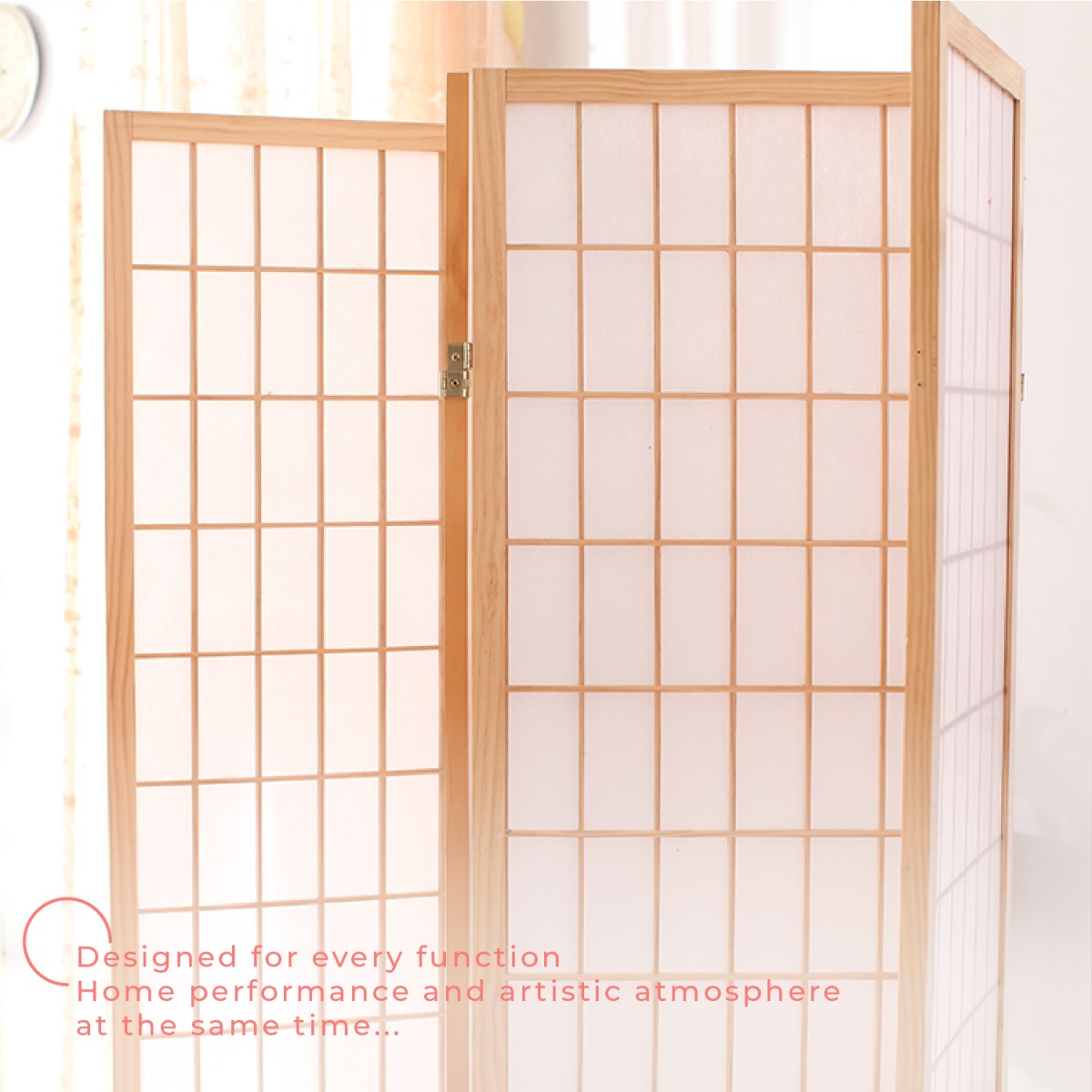 Pine Wood Room Divider Privacy Protection